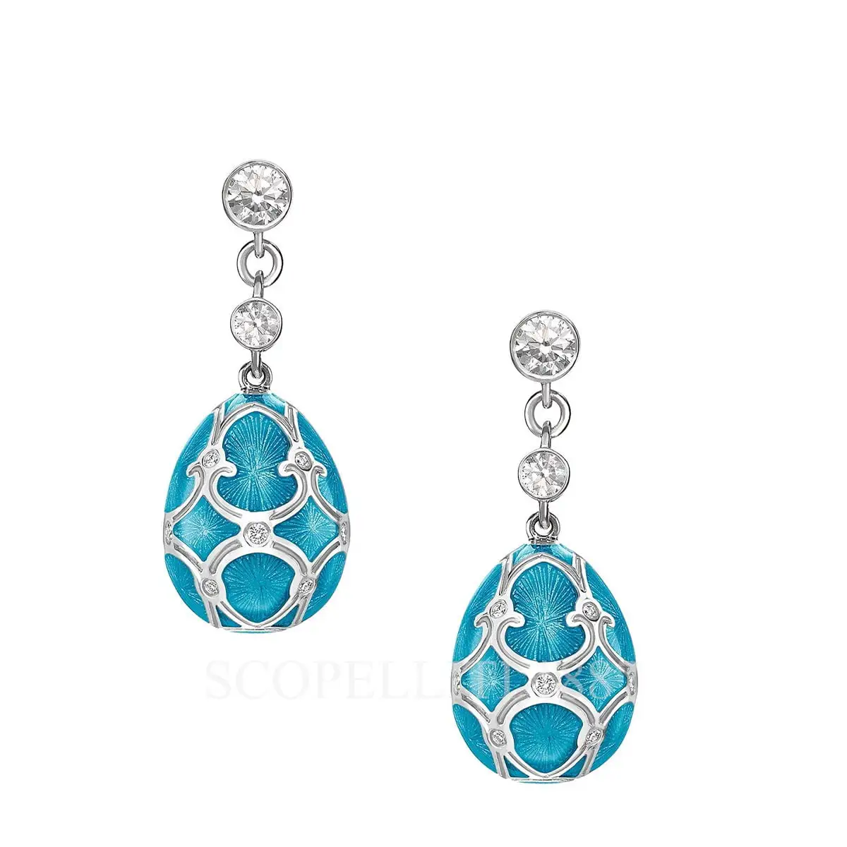 fabergé teal enamel egg drop earrings