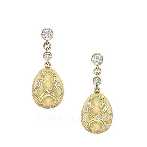 fabergé white enamel egg drop earrings