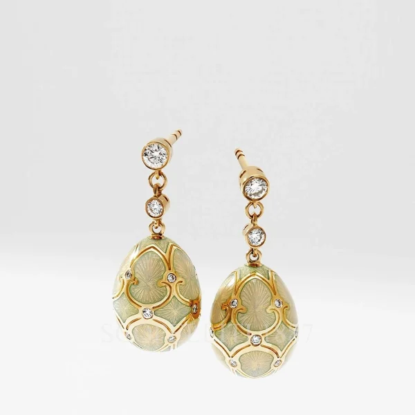 fabergé 18kt yellow gold diamond pink earrings heritage