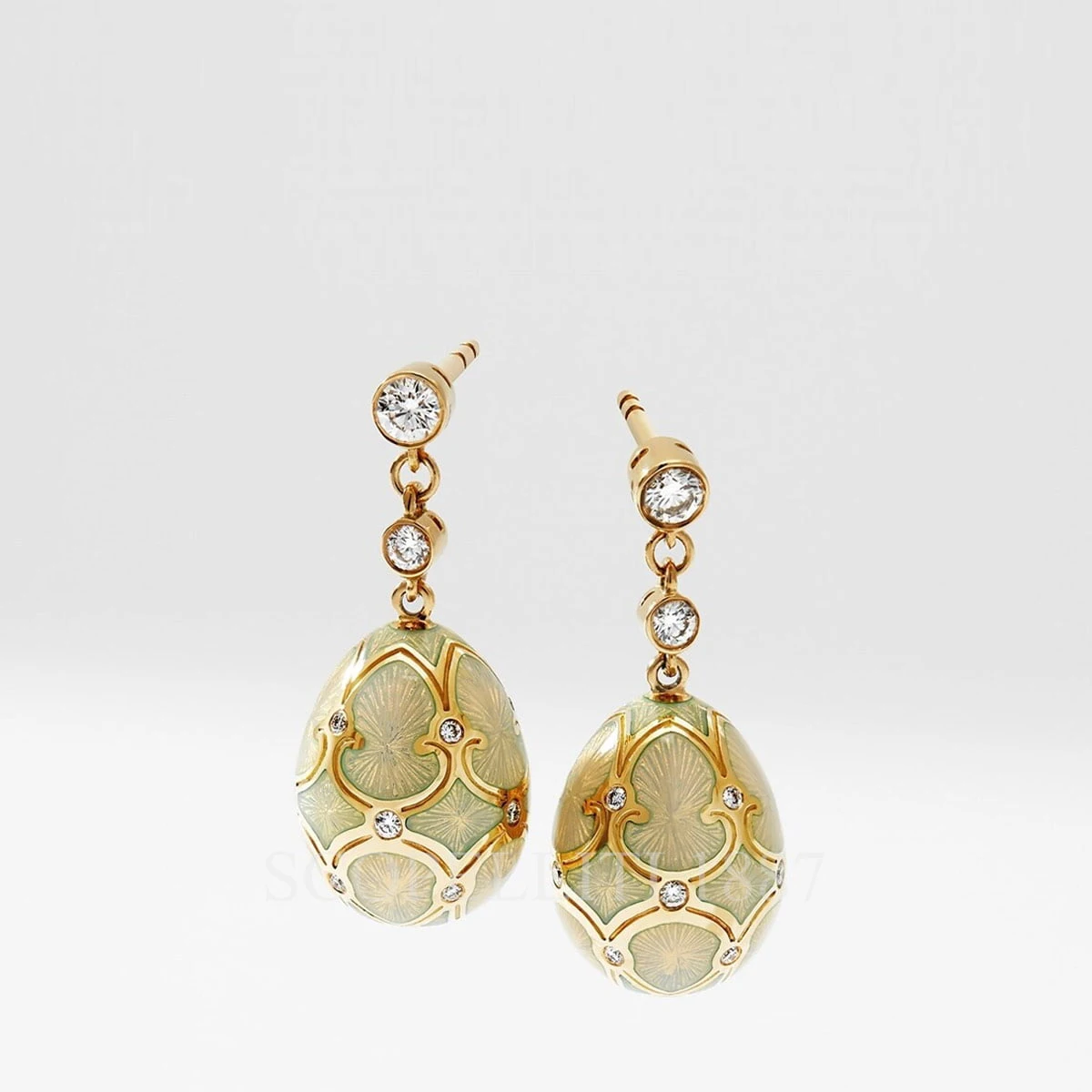 fabergé 18kt yellow gold diamond pink earrings heritage