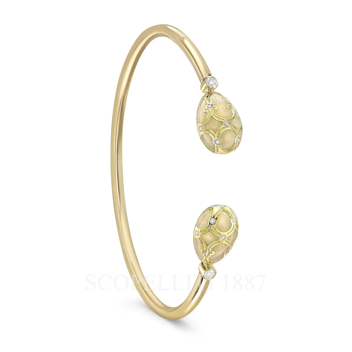 fabergé white enamel open bracelet