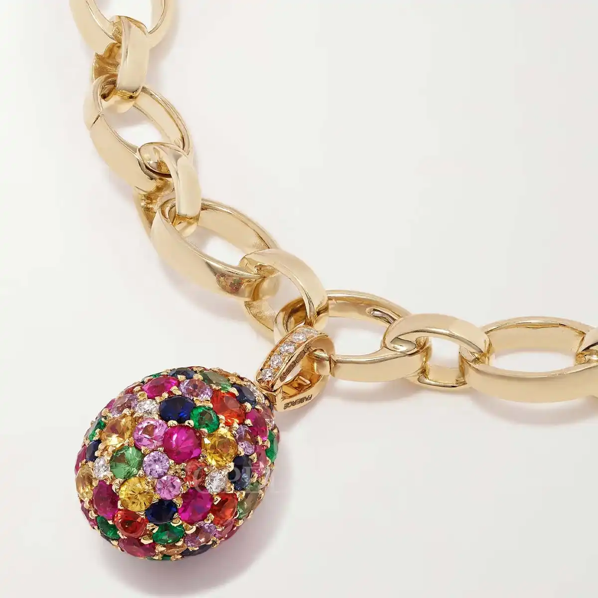 fabergé 18kt yellow gold multicoloured egg charm bracelet