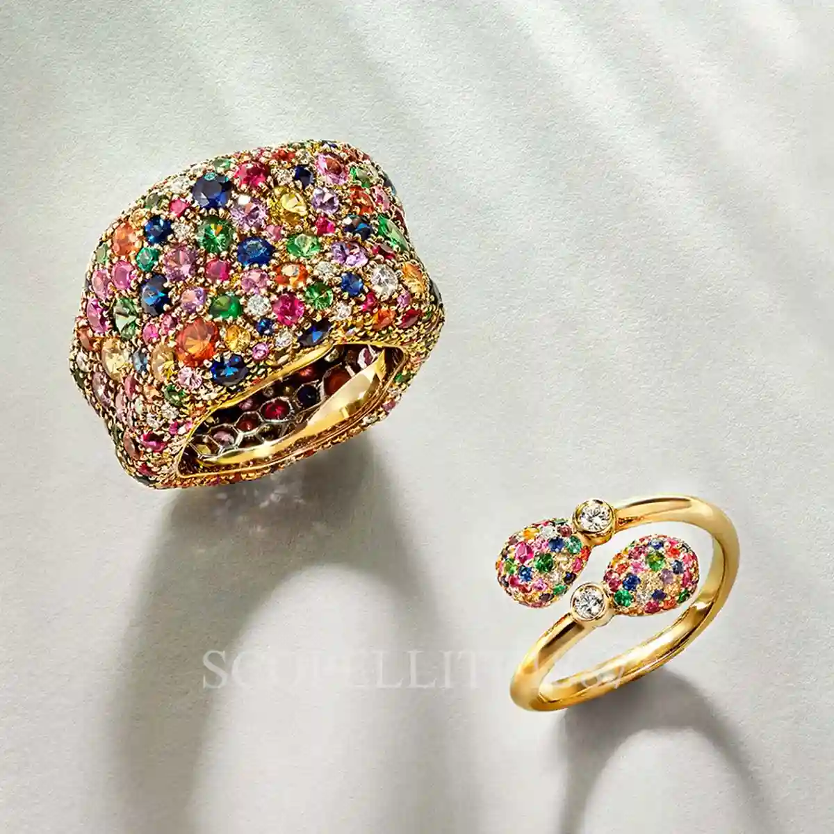 fabergé mixed gemstones wide and crossover rings multicolor emotion