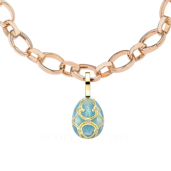 fabergé 18kt yellow gold turquoise egg charm bracelet