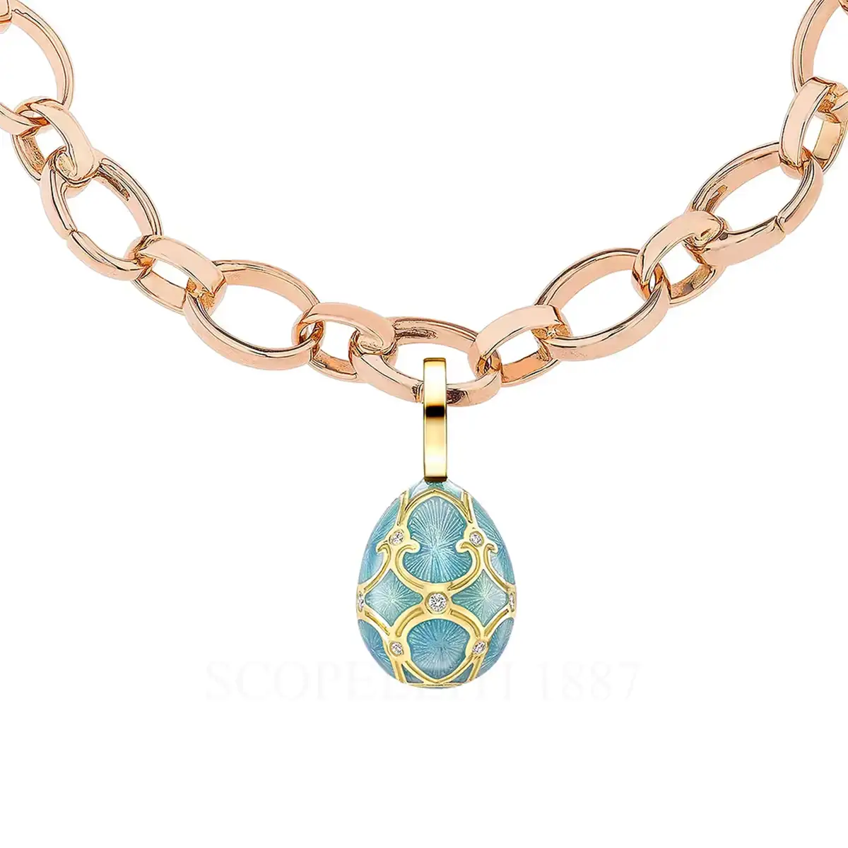 fabergé 18kt yellow gold turquoise egg charm bracelet