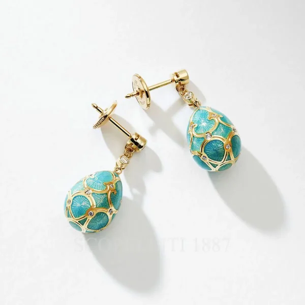 fabergé 18kt yellow gold turquoise egg drop earrings