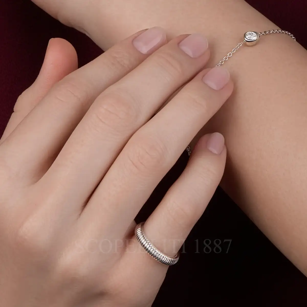 fabergé white gold fluted ring