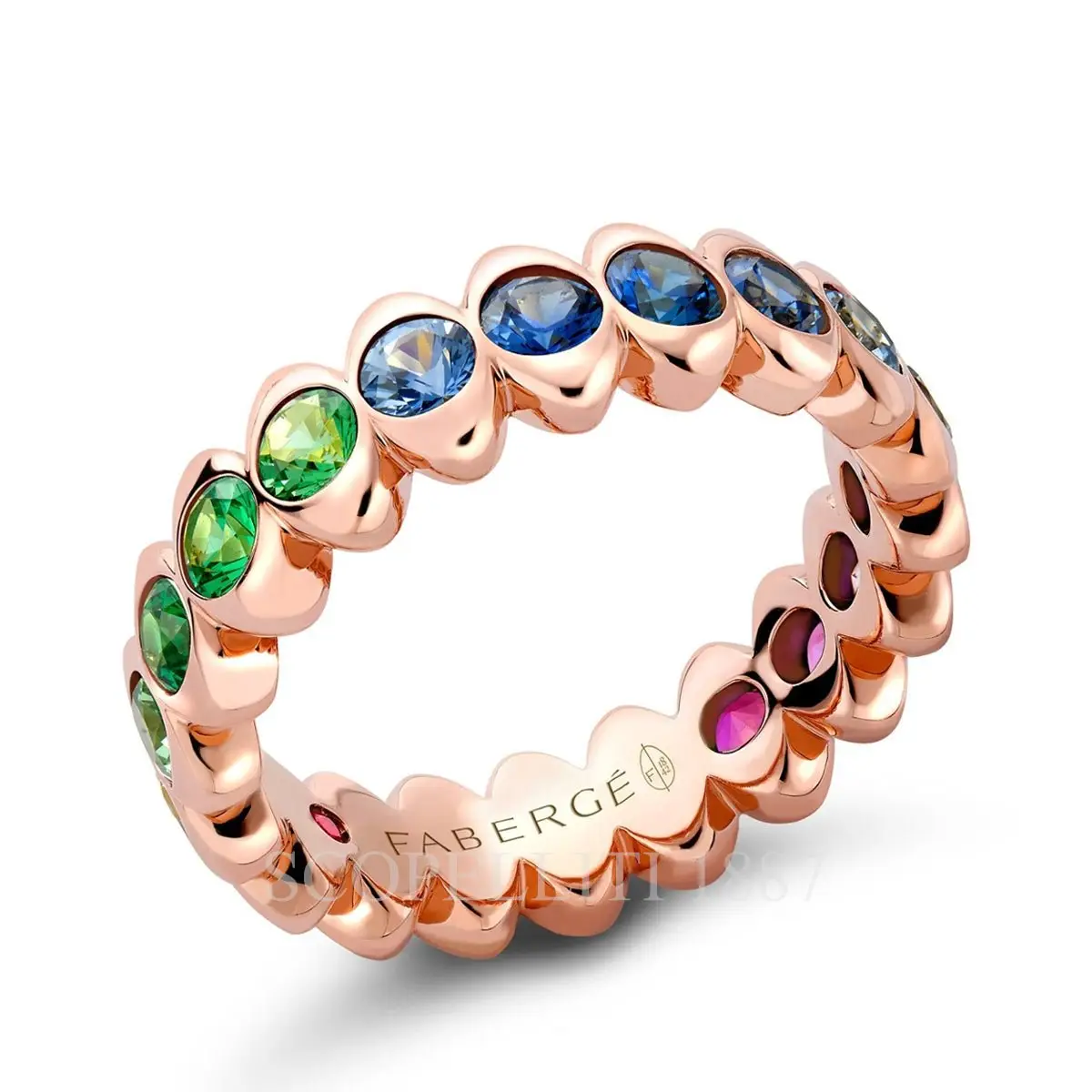 fabergé rose gold mixed gemstone eternity ring