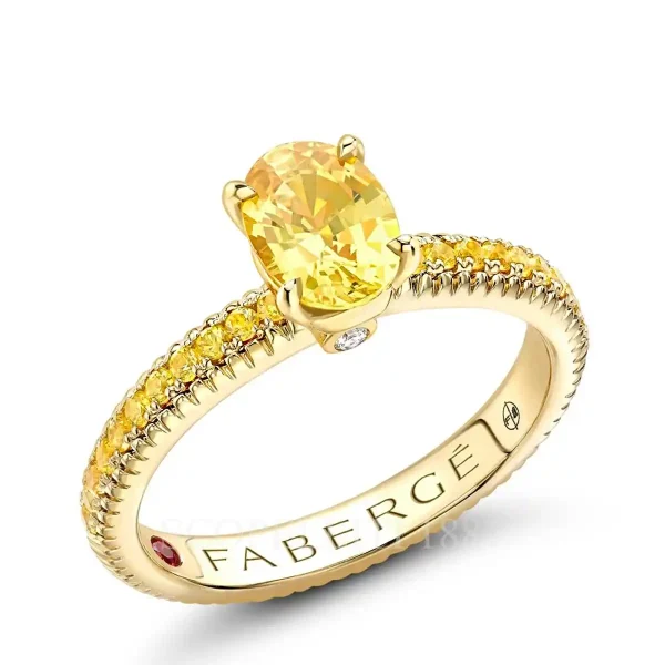 fabergé yellow sapphire pavé ring with large oval sapphire