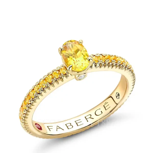 fabergé yellow sapphire pavé ring with oval sapphire