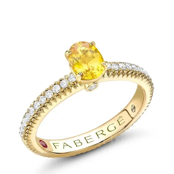 fabergé diamond pavé ring with yellow sapphire