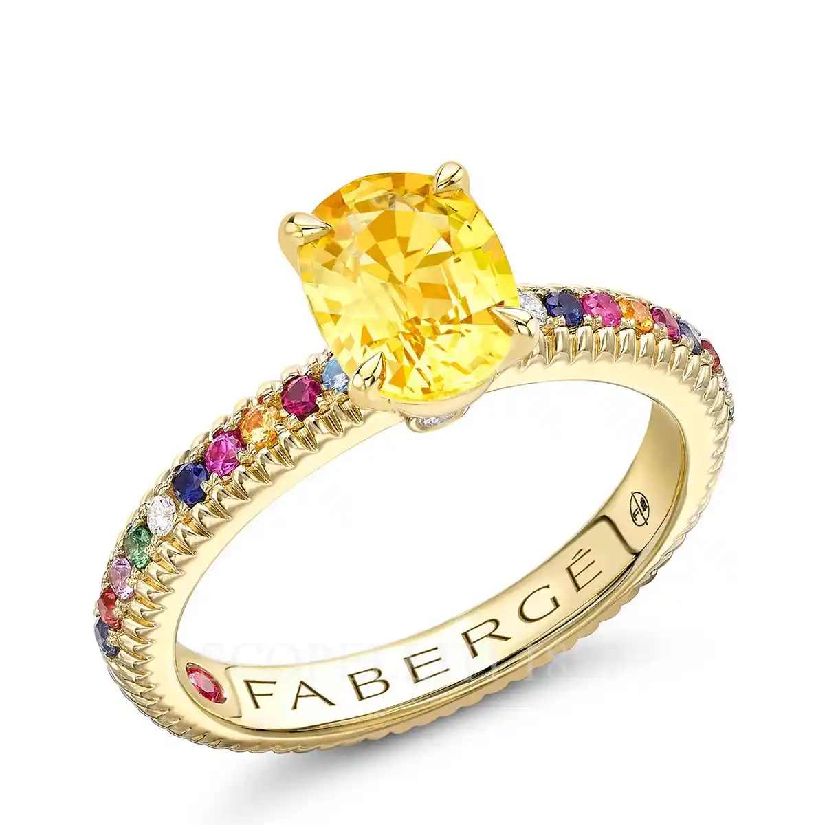 fabergé yellow sapphire pavé ring with mixed gemstones