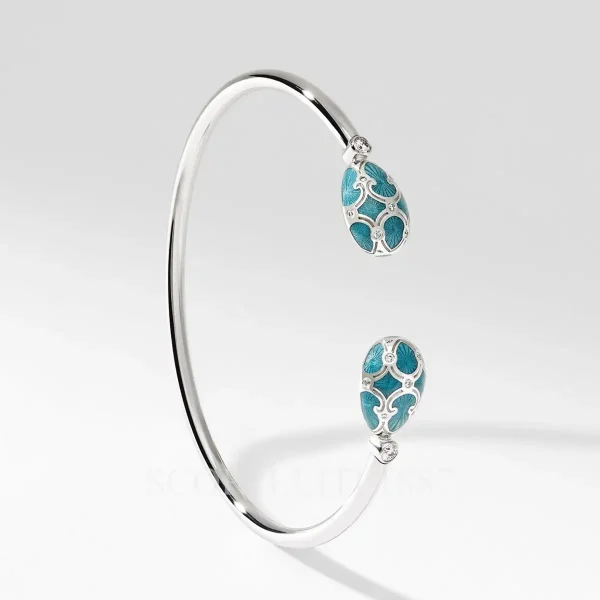 fabergé 18kt white gold teal open bracelet