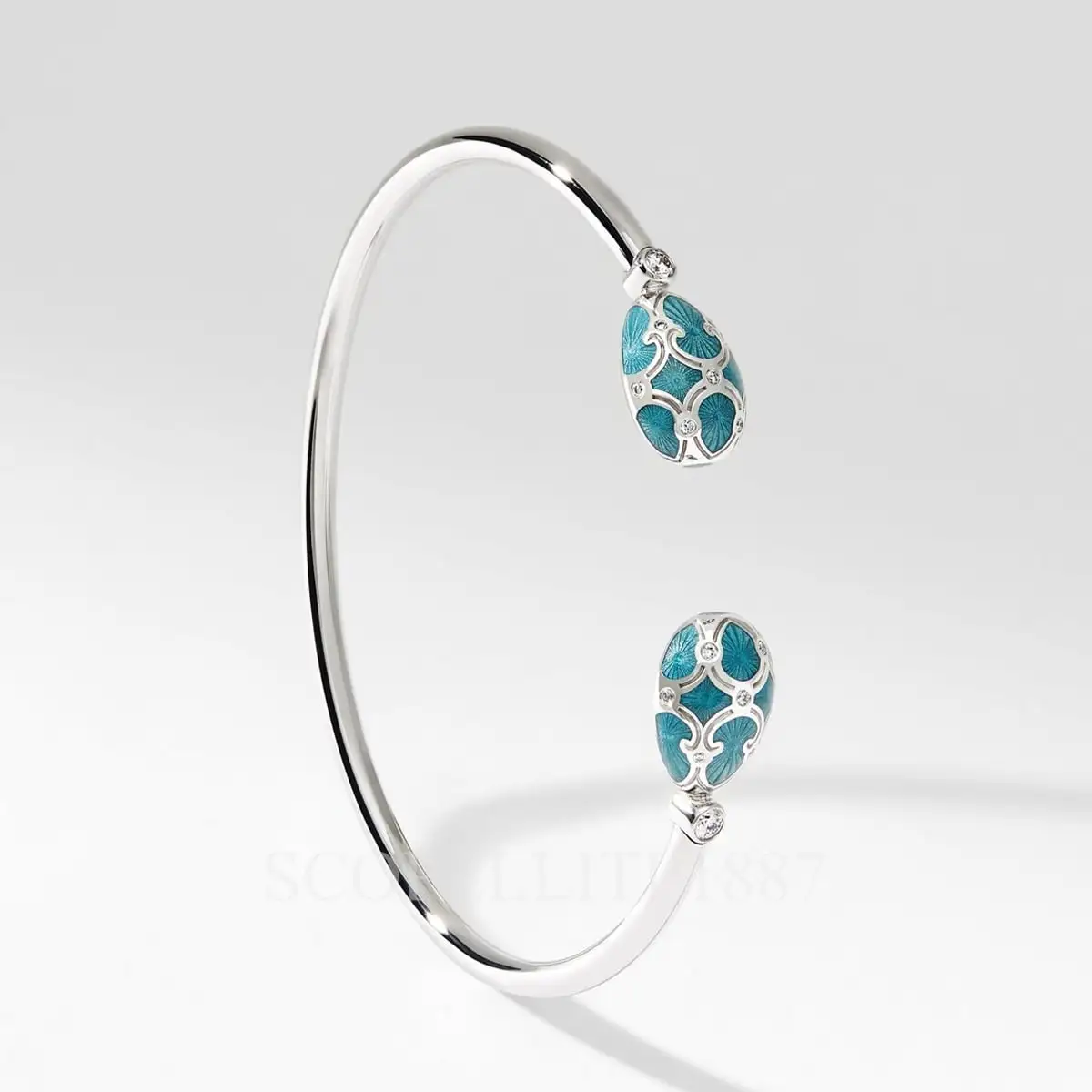 fabergé 18kt white gold teal open bracelet