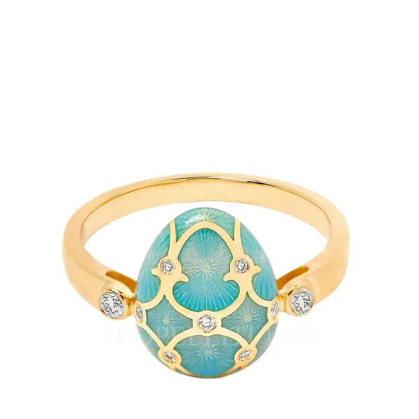 fabergé 18kt yellow gold turquoise egg ring