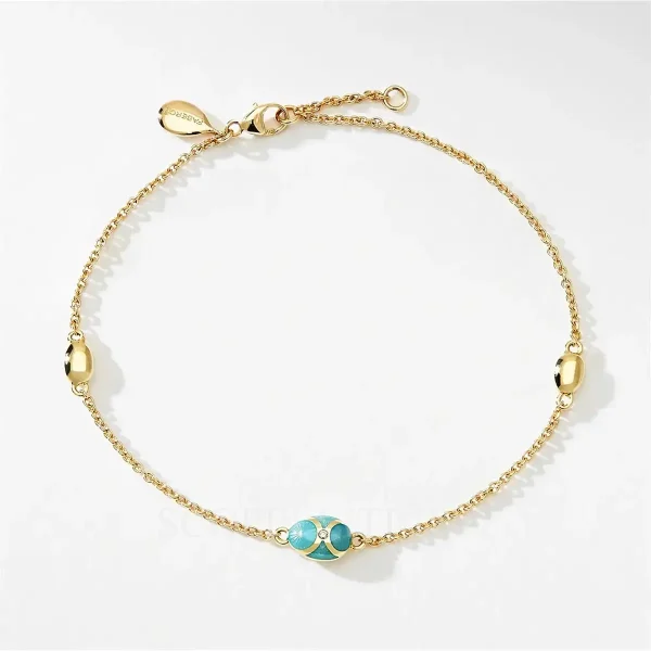 fabergé 18kt yellow gold turquoise chain bracelet