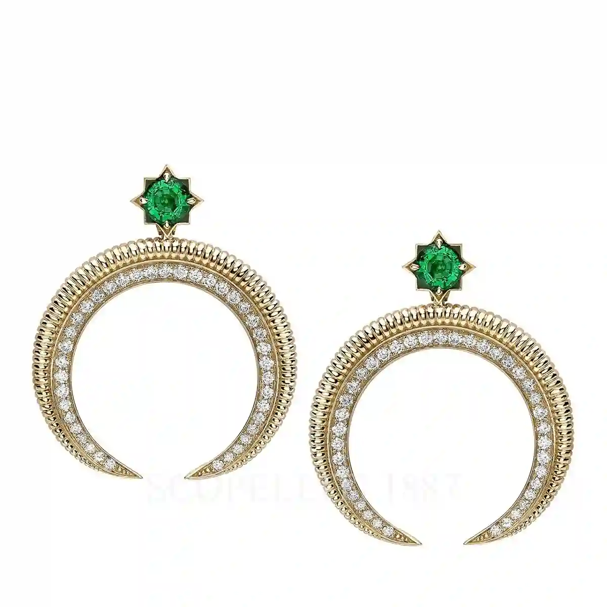fabergé hilal yellow gold emerald earrings