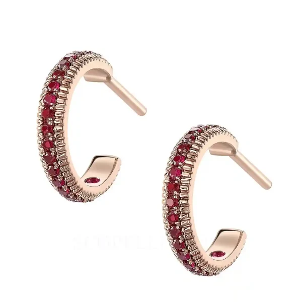 fabergé rose gold hoop earrings with rubies