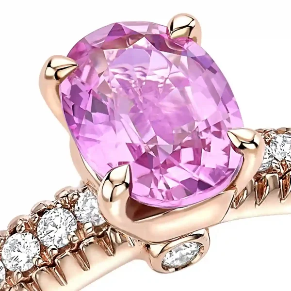 fabergé diamond pavé ring with large pink sapphire