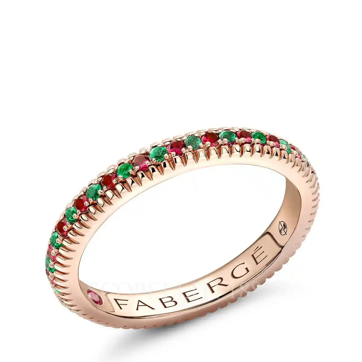 faberge eternity ring with rubies and emeralds