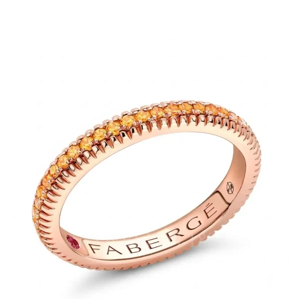 rose gold eternity ring with orange sapphires