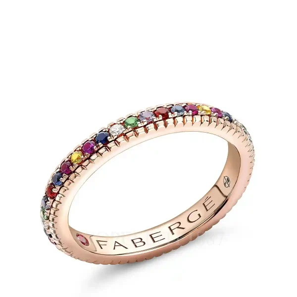 fabergé rose gold eternity ring with mixed gemstones