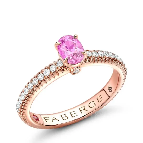 fabergé diamond pavé ring with pink sapphire