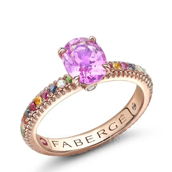 fabergé pink sapphire pavé ring with mixed gemstones