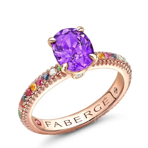 fabergé purple sapphire pavé ring with mixed gemstones