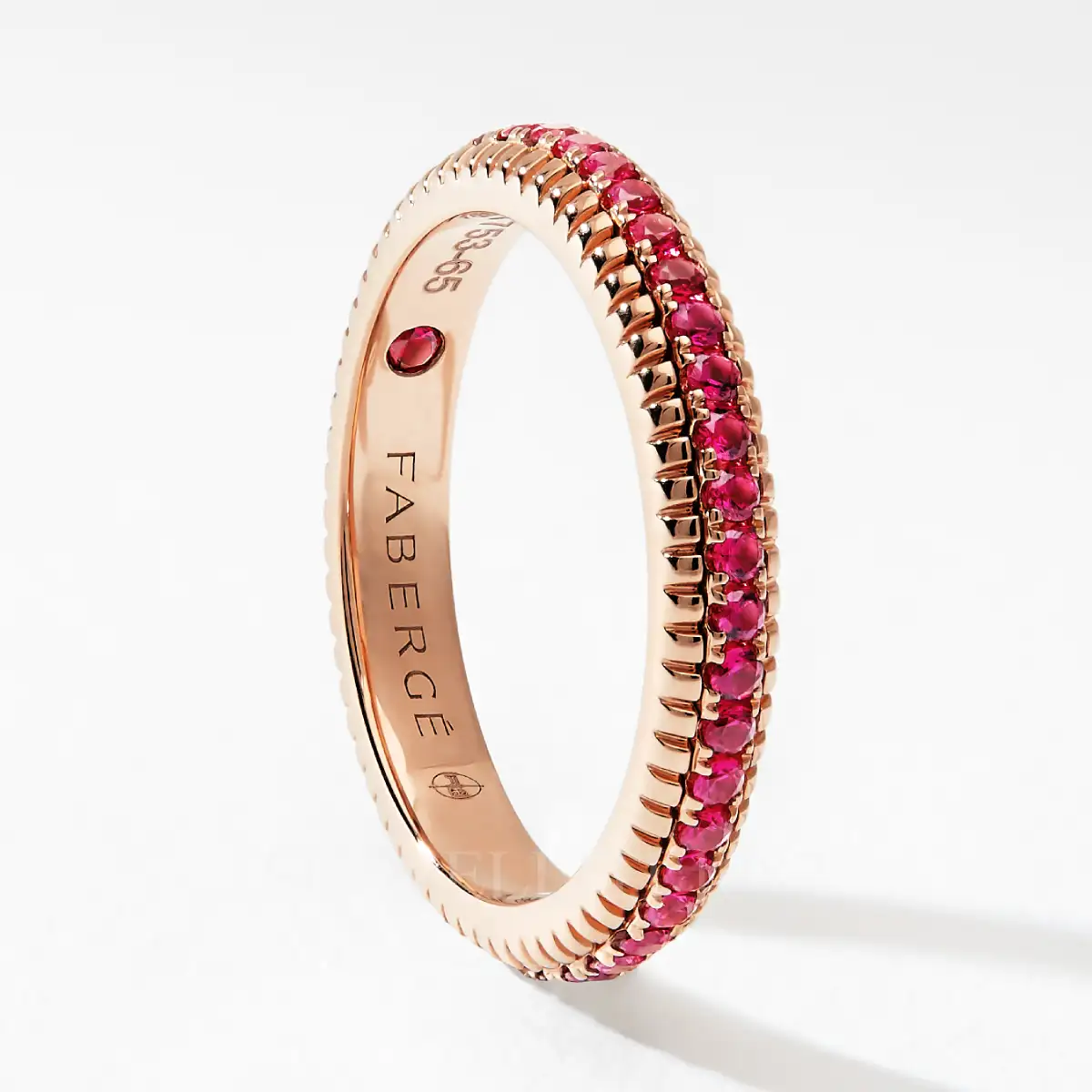 faberge rose gold eternity ring with rubies