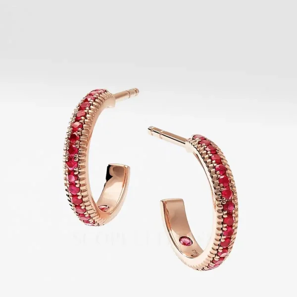 fabergé rose gold hoop earrings with rubies