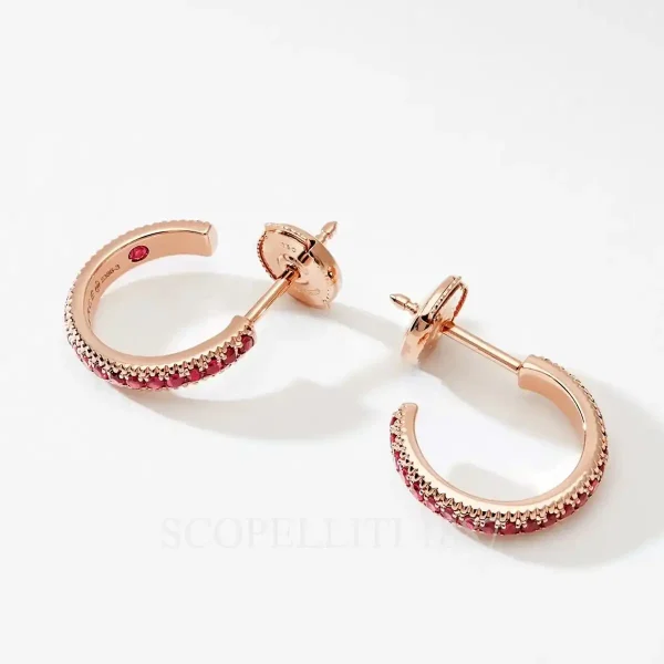 fabergé rose gold hoop earrings with rubies