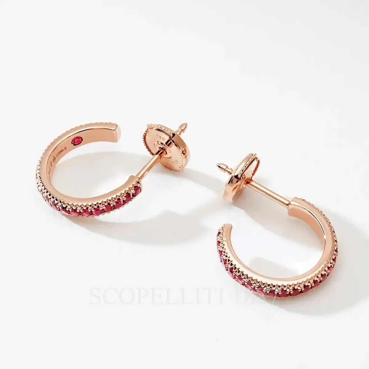 fabergé rose gold hoop earrings with rubies