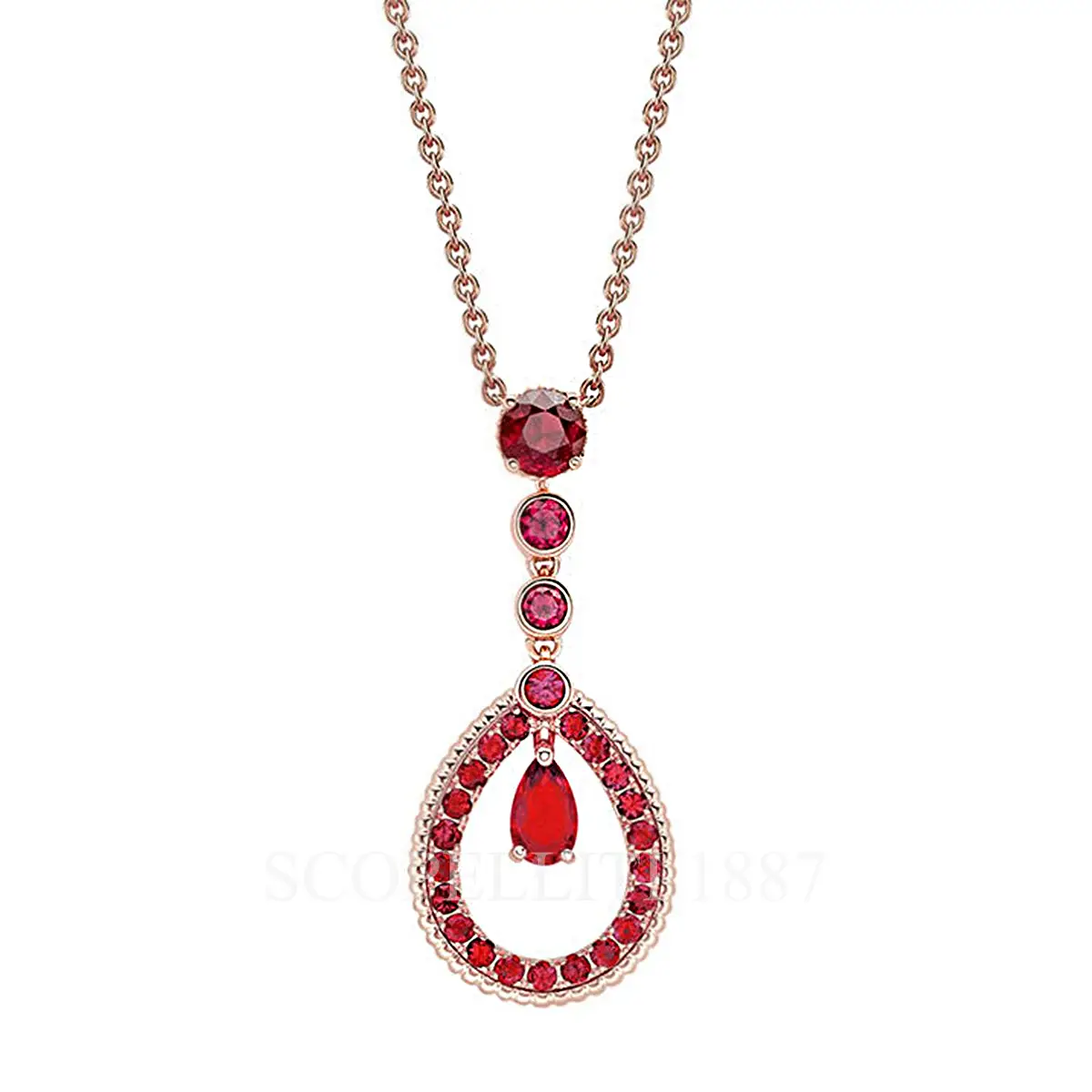 fabergé fabergé ruby teardrop pendant in rose gold