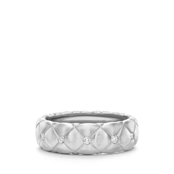 fabergé treillage white gold diamond quilted ring