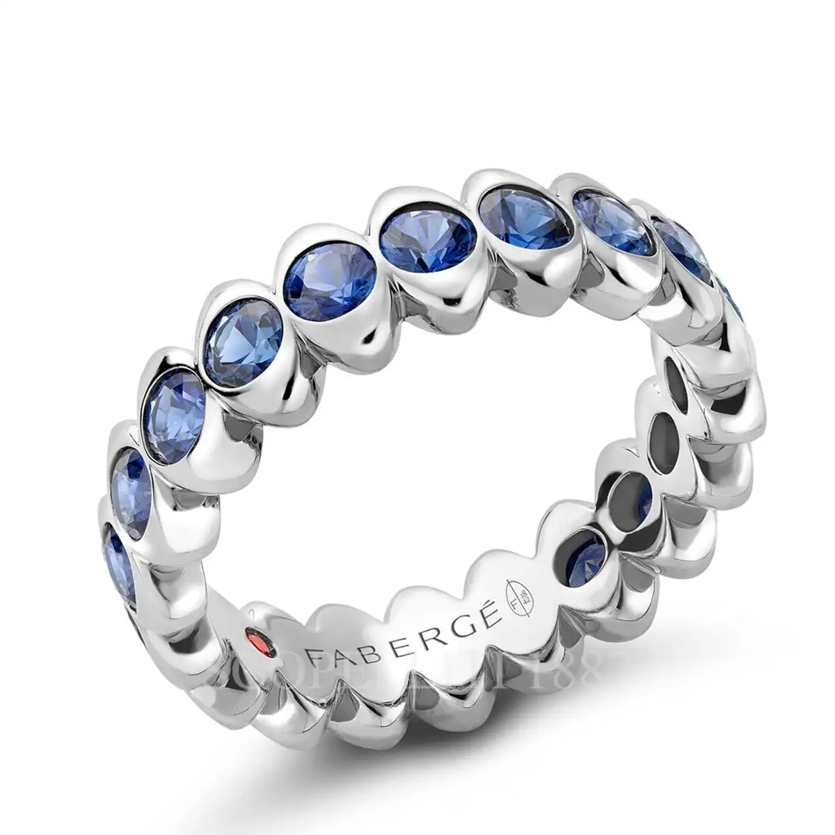 fabergé white gold blue sapphire eternity ring