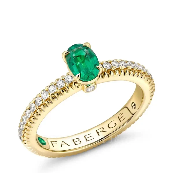 fabergé diamond pavé ring with emerald