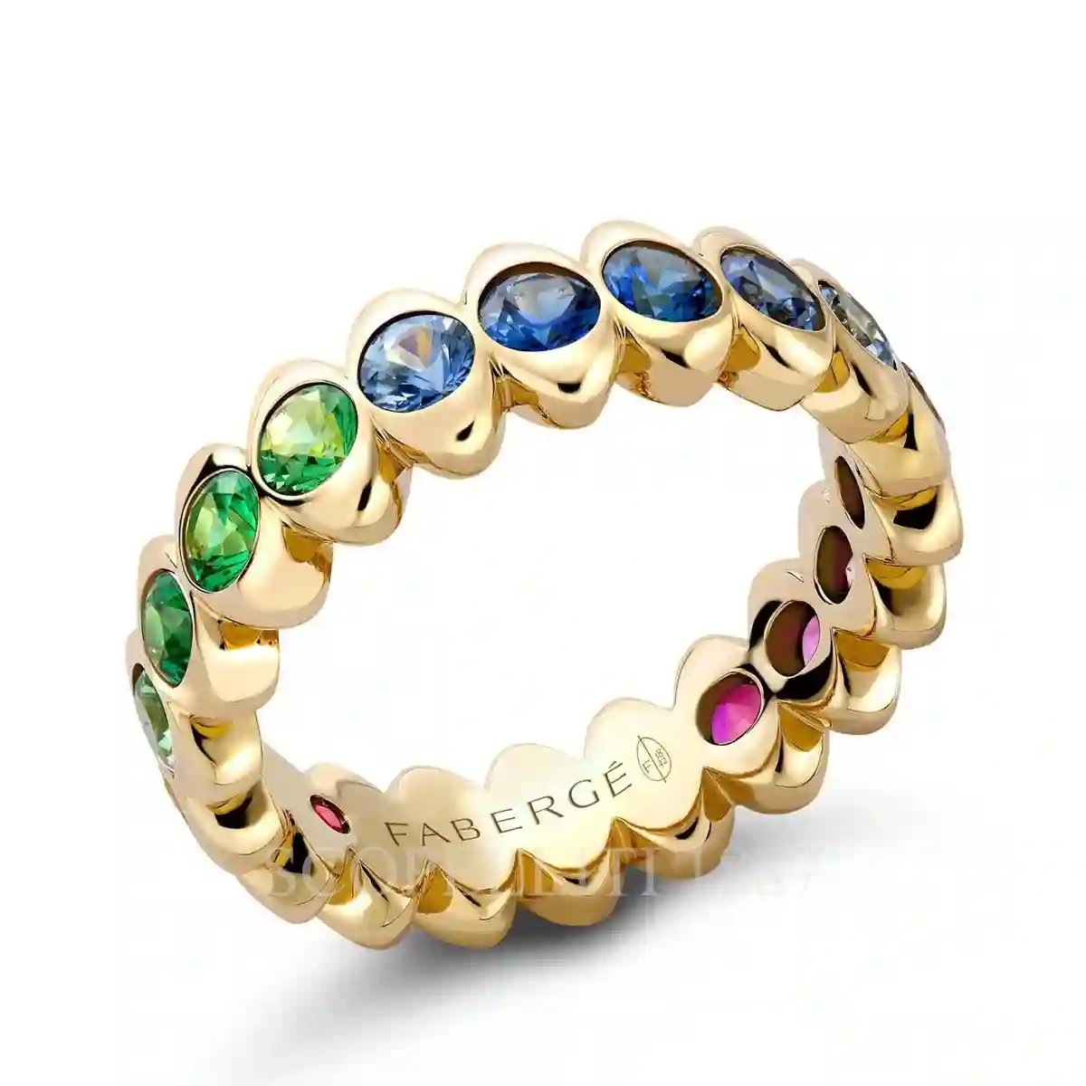 fabergé yellow gold mixed gemstones eternity ring