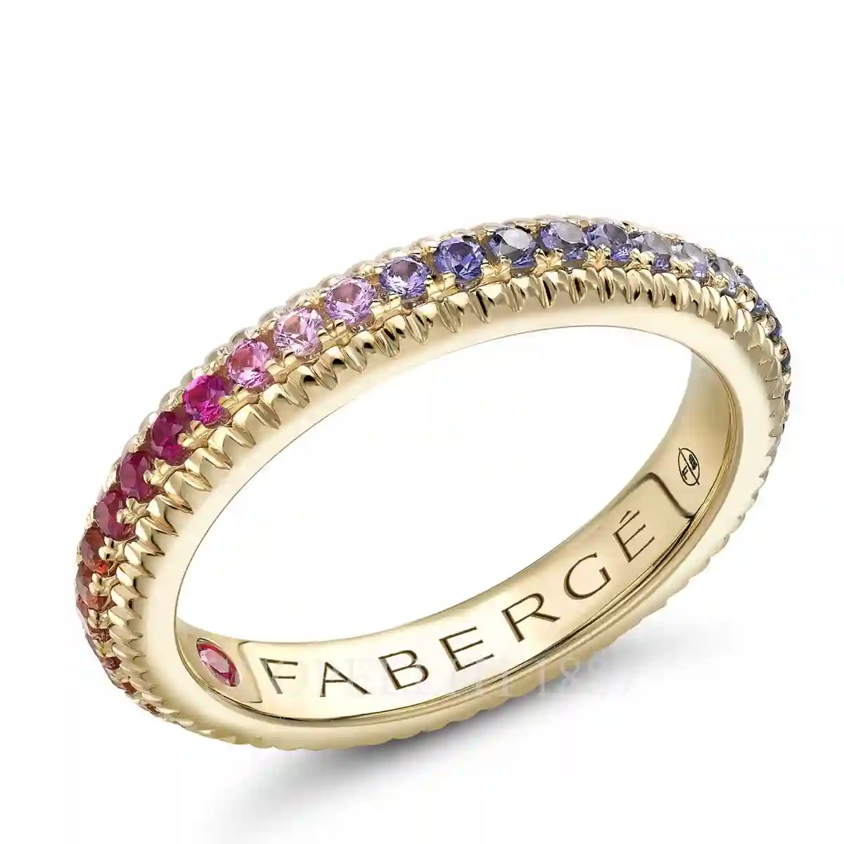 fabergé gold ring with rainbow mixed gemstones