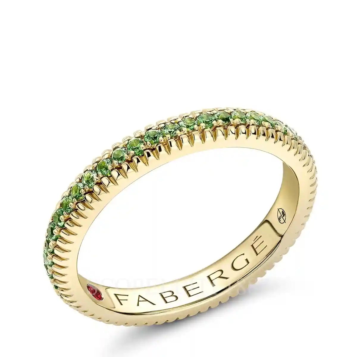 fabergé yellow gold eternity ring with tsavorites