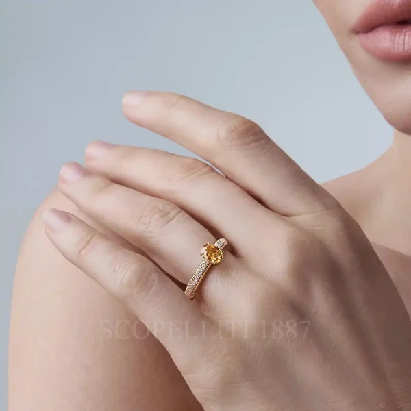 fabergé diamond pavé ring with large yellow sapphire