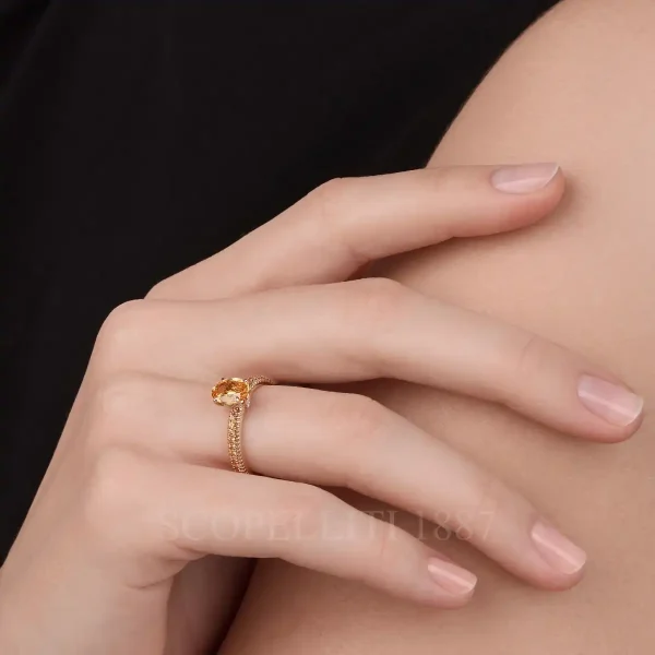 fabergé yellow sapphire pavé ring with large oval sapphire