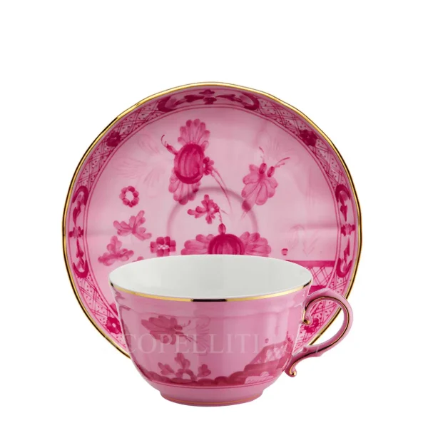 ginori 1735 tea cup and saucer oriente italiano porpora