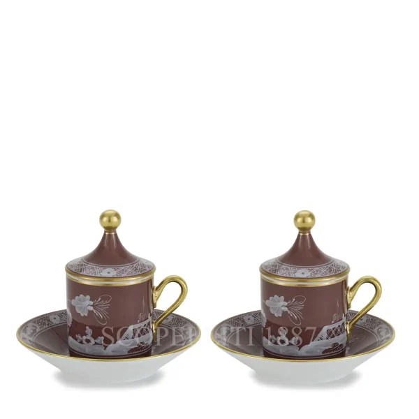 ginori 1735 oriente italiano castagna coffee set for 2