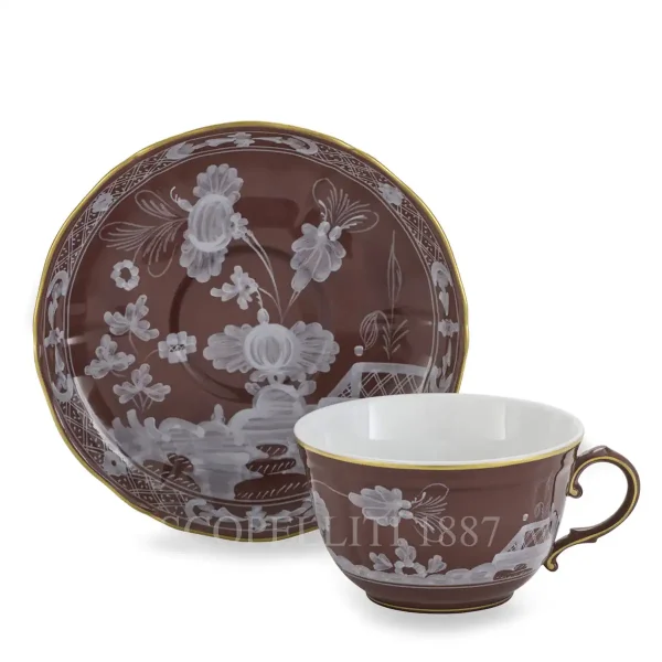 ginori 1735 oriente italiano castagna tea cup and saucer
