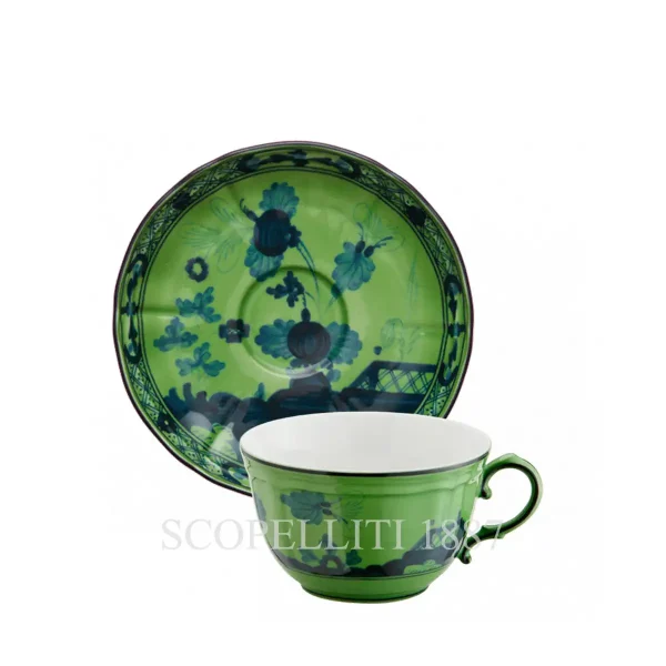 ginori 1735 tea cup and saucer oriente italiano malachite