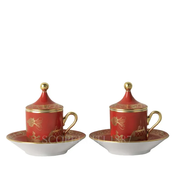 ginori 1735 coffee set for 2 people oriente italiano rubrum