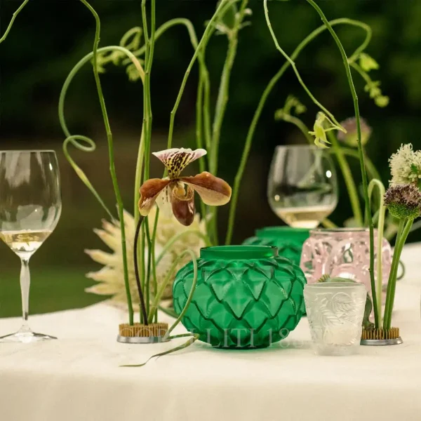 lalique languedoc vase green crystal