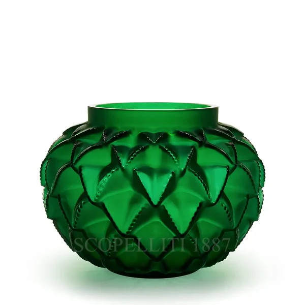 lalique languedoc vase green crystal