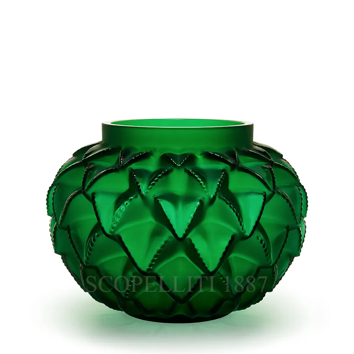lalique languedoc vase green crystal